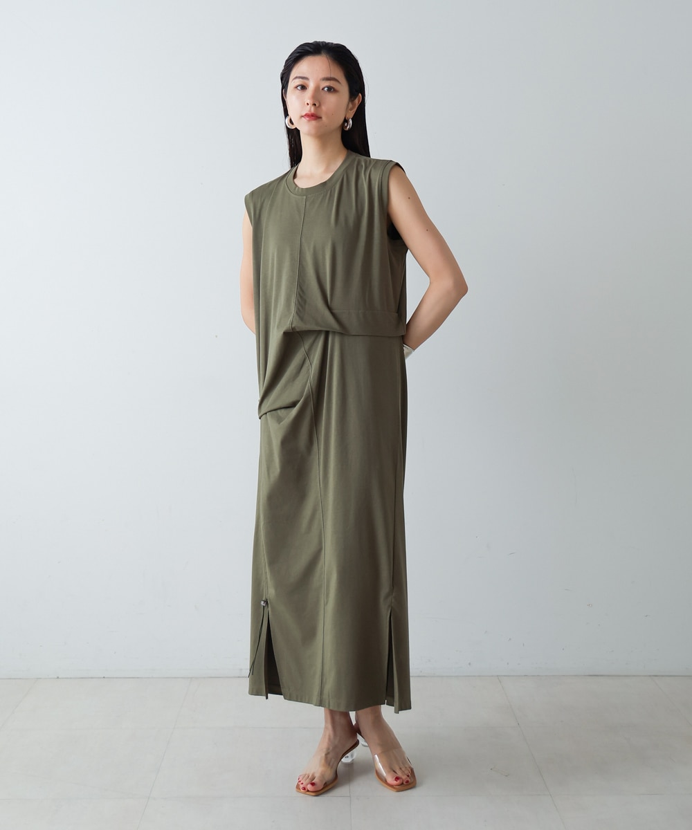 CIEL'AIR/シエルエアー|SLEEVELESS STACKED DRESS(ｽﾘｰﾌﾞﾚｽｽﾀｯｸﾄﾞ