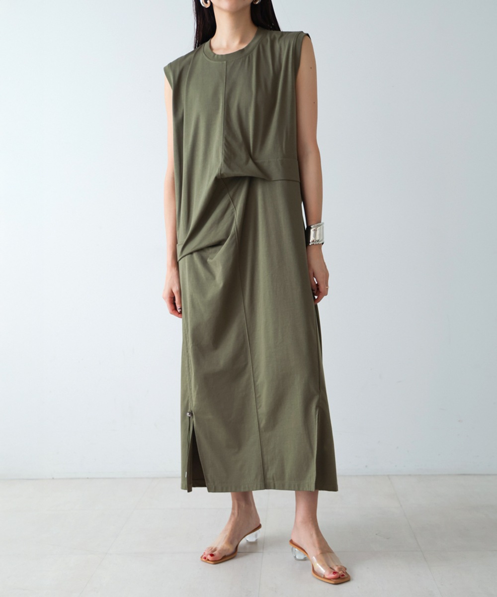 【試着のみ未使用】EIRLYS ROMPER EUCALYPTUS 予約]2WAYドレープキャミワンピース/アイボリー – Lumier