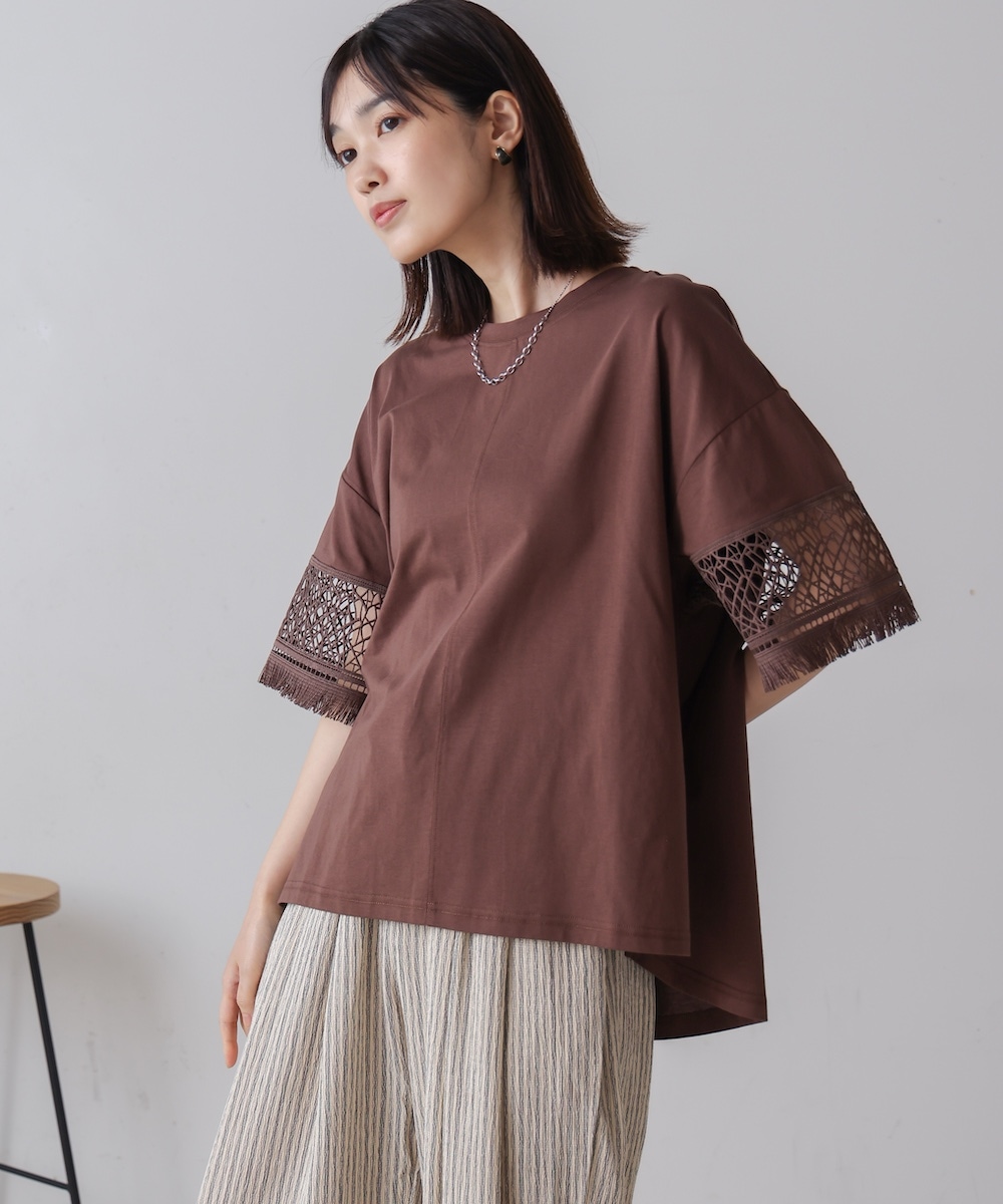 Bou Jeloud/ブージュルード|レーススリーブTシャツ【5527221