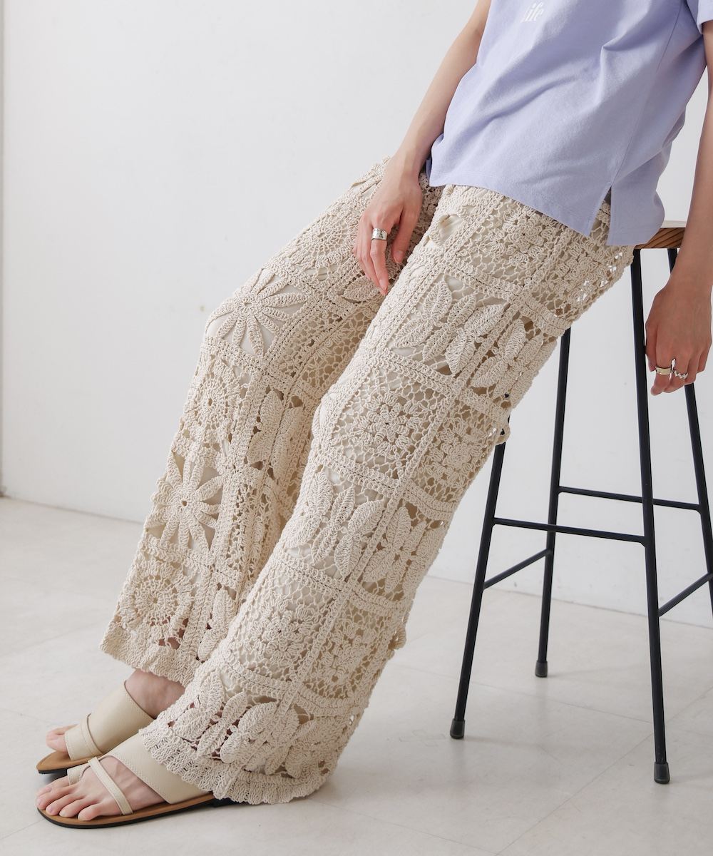 Bab/バブ | 【S・Mサイズ展開】クロシェニットパンツ【5510232