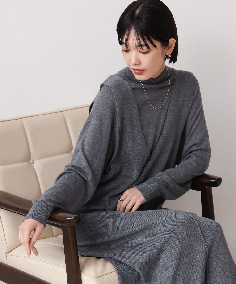 Bou Jeloud/ブージュルード | 毛混ハイネックセットワンピース