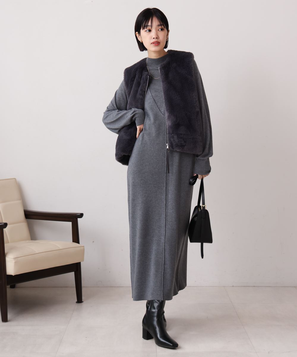 Bou Jeloud/ブージュルード | 毛混ハイネックセットワンピース