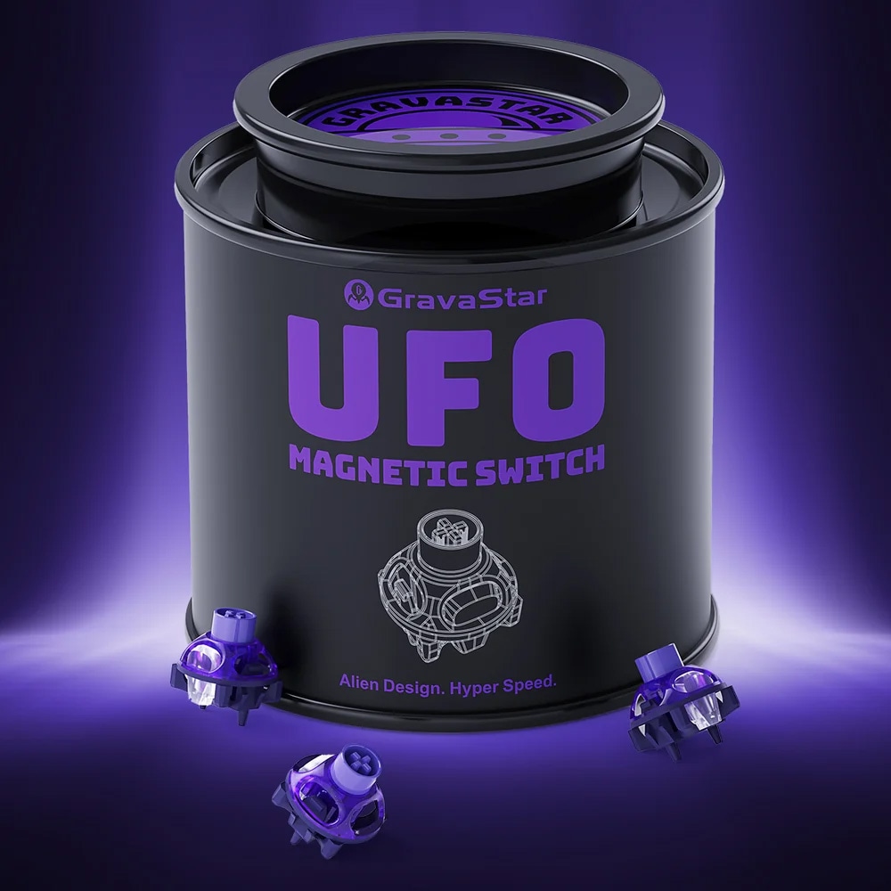 GravaStar ホール効果ゲーミングスイッチ UFO マグネティックスイッチ【パープル】(65個入り) GravaStar UFO Magnetic Switch - Hall Effect Gaming Switches (65pcs) Purple [GS A7_SW_PL_65]