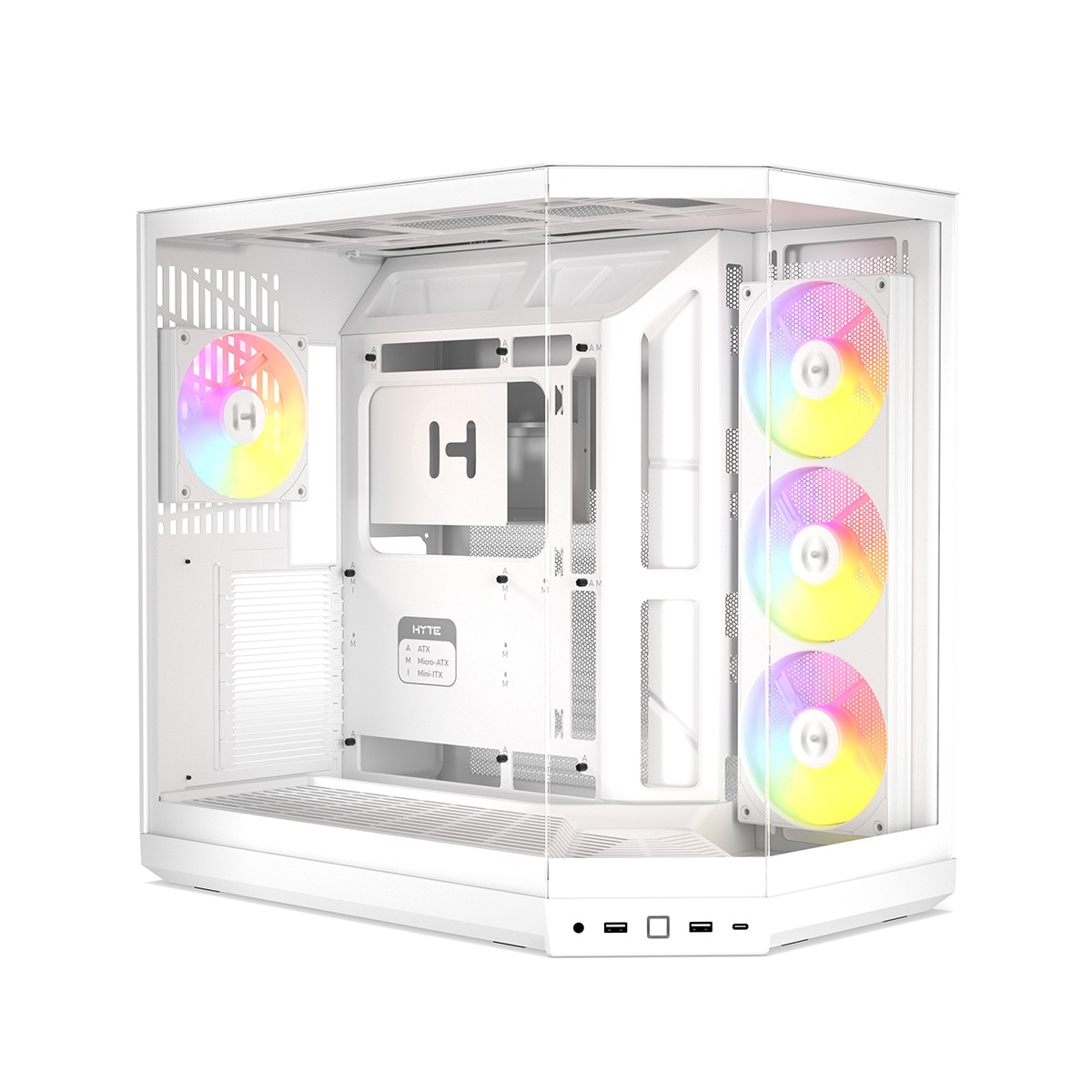 HYTE PCケース Y50 RGB ホワイト スリムベゼルの3面パノラマガラスを搭載したミドルタワーPCケース HYTE Y50 RGB Snow White (スノーホワイト)