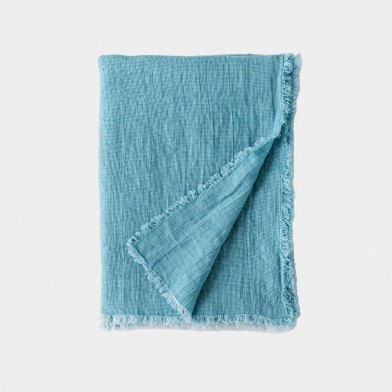 Anthropologie*ブルーのきれいな ブランケット 楽天市場】ブルー ニットブランケット ベッドスロー 127cm×170cm