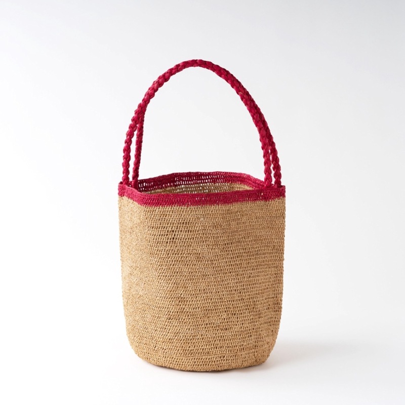 MOUMOUNE ラフィアバッグ Tea & Red