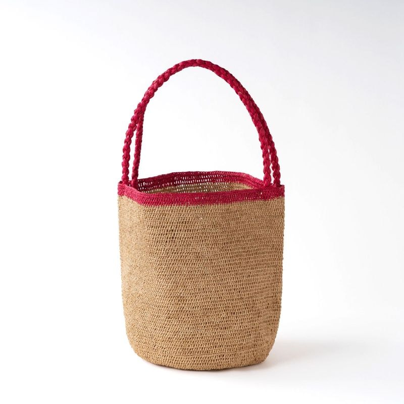 MOUMOUNE ラフィアバッグ Tea & Red