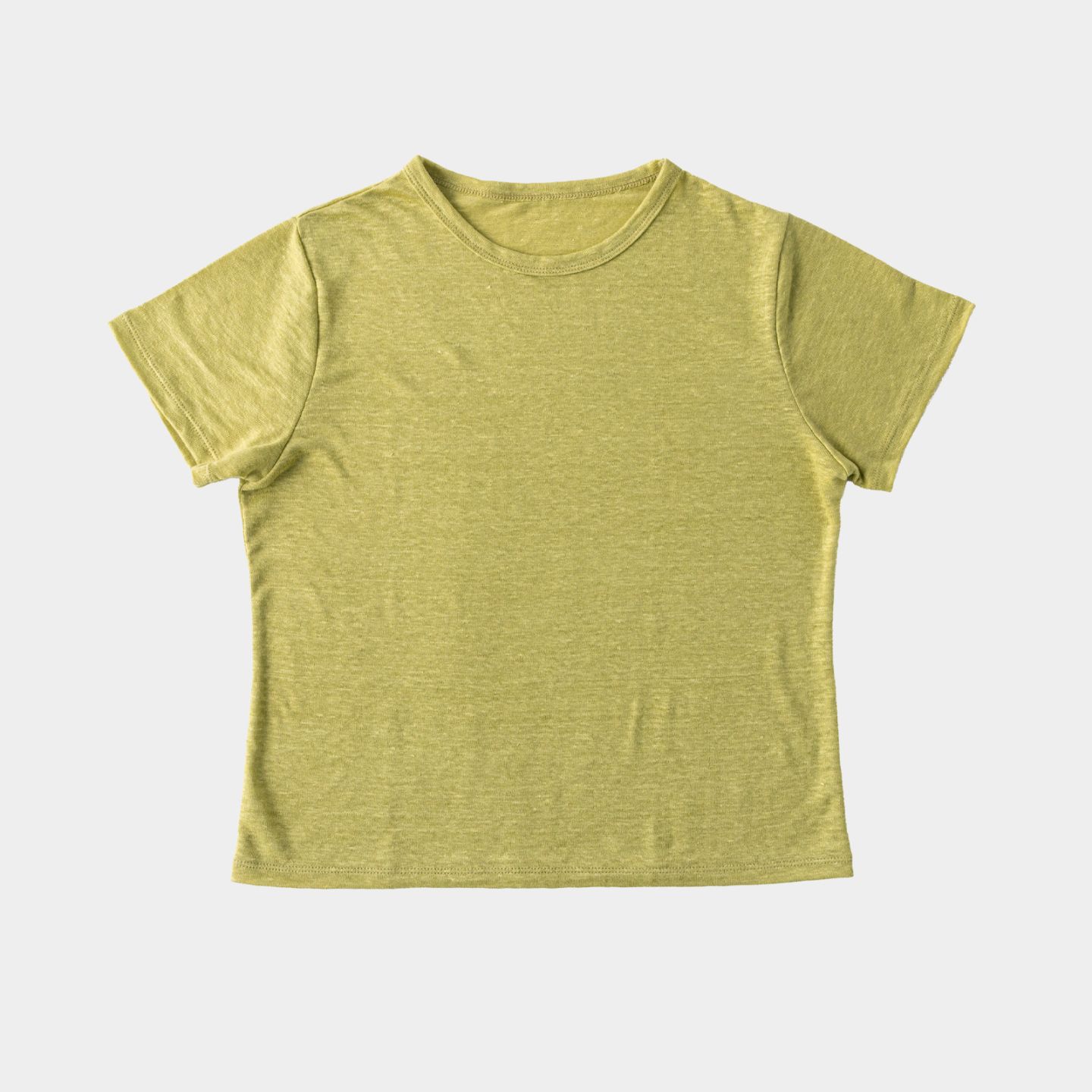 SONORO _ リネン 半袖Tシャツ イエローグリーン