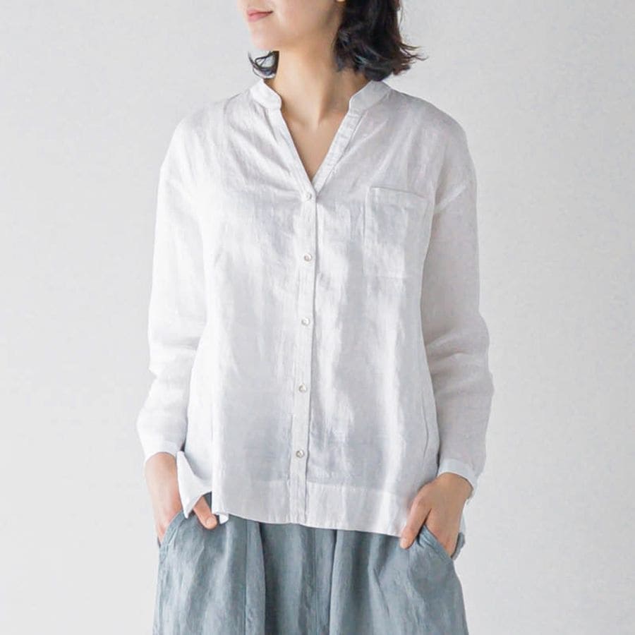 E45-9　前開きブラウス _ ブラン _ [受注生産]