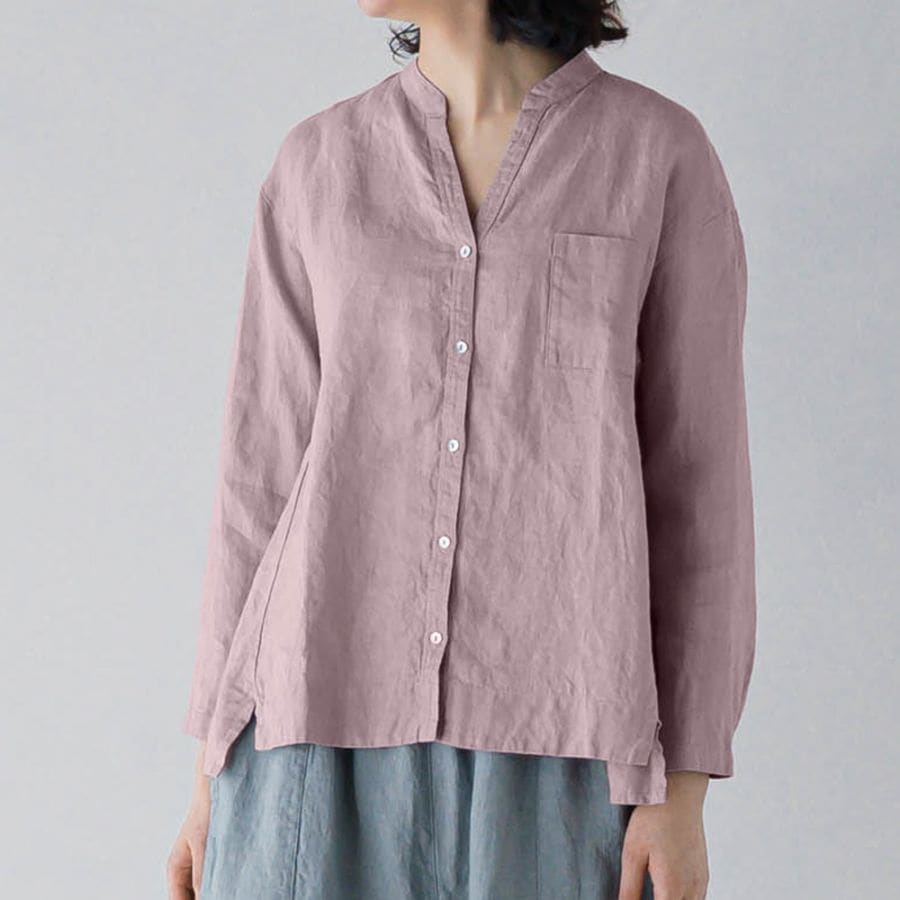 E45-9　前開きブラウス _ ルビ _ [受注生産]