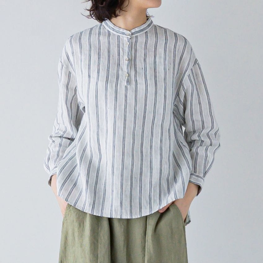 E54-18　ボタンブラウス _ トラン _ [受注生産]