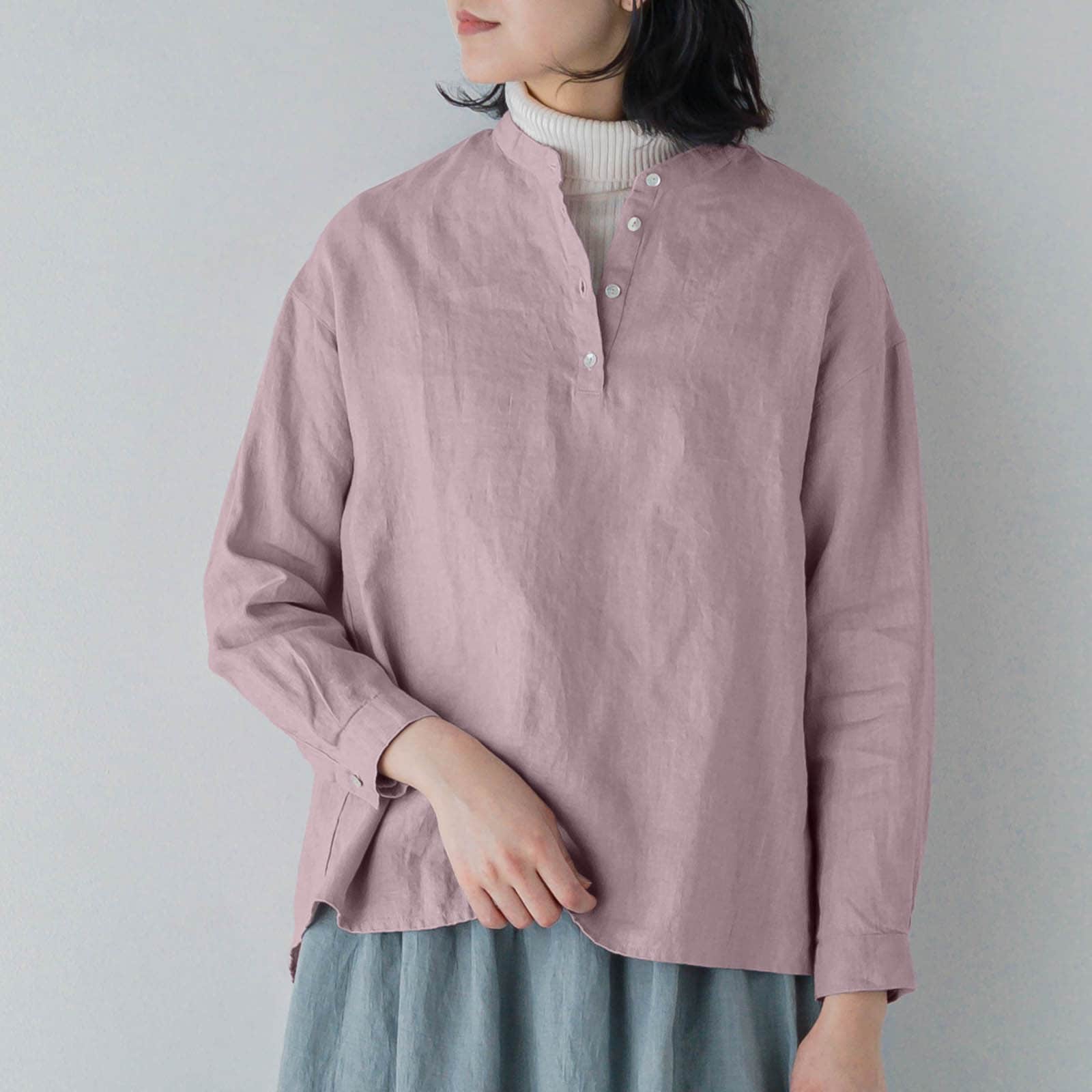 E54-18　ボタンブラウス _ ルビ _ [受注生産]