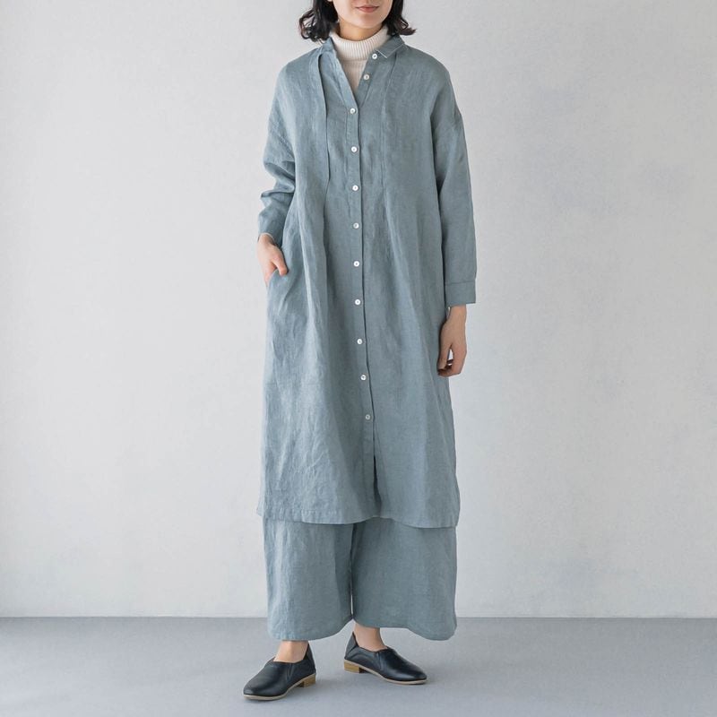 E41-7 タックワンピース _ サックスブルー _ [受注生産]