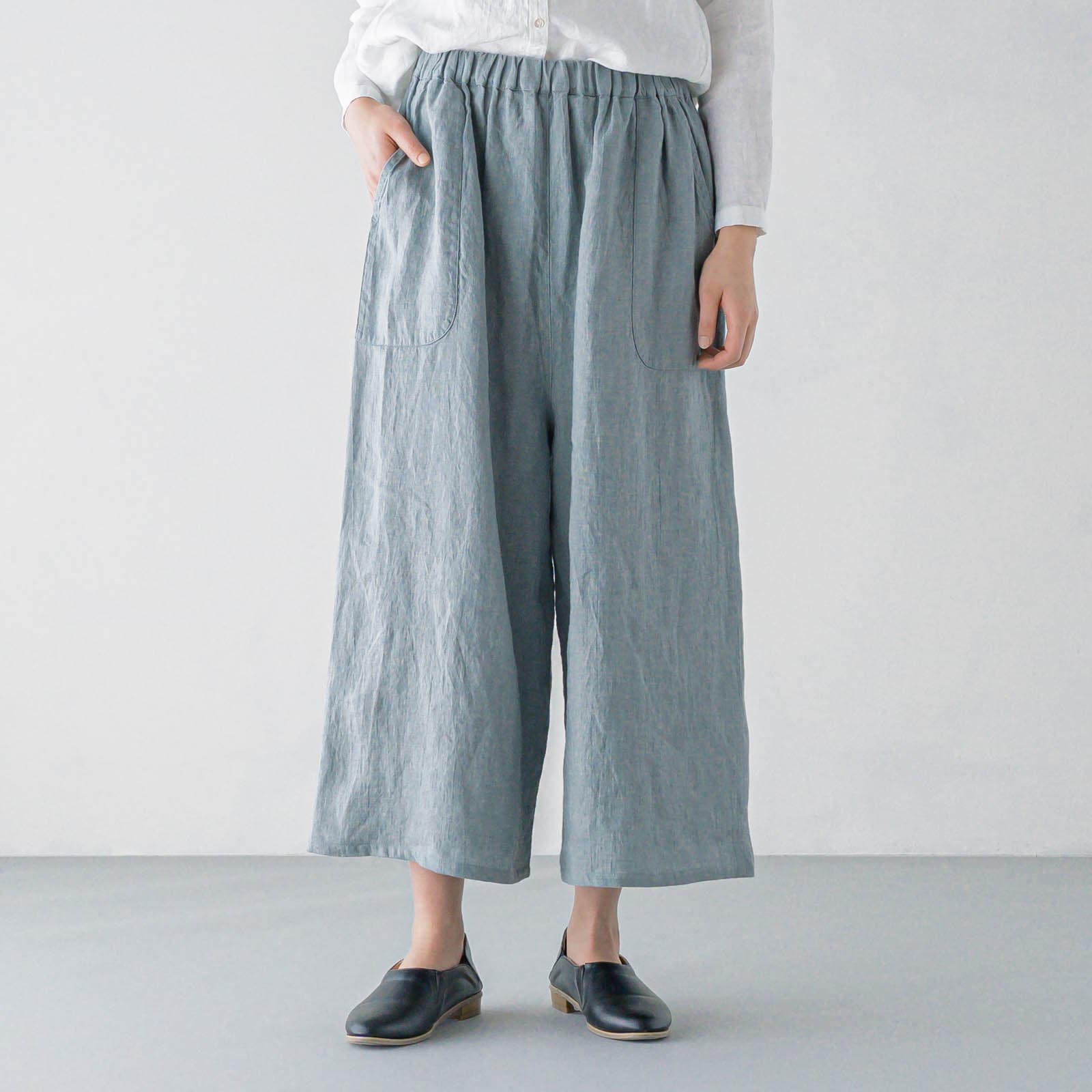 H13　ワイドパンツ _ サックスブルー