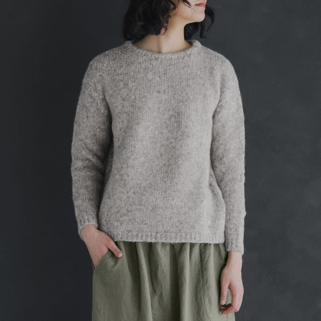 アルパカコットン セーター _ ライトグレイ