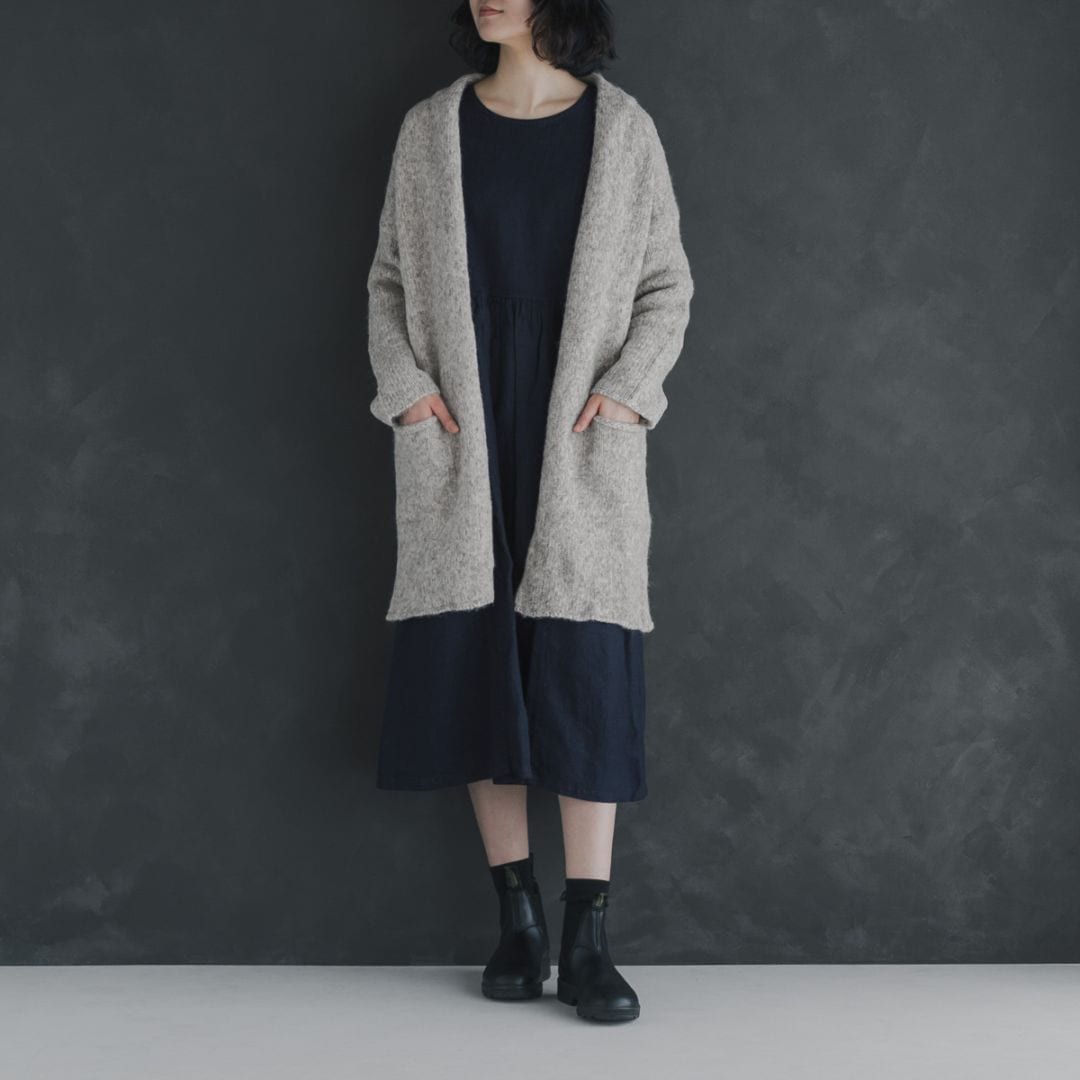 アルパカコットン カーディガン _ ライトグレイ