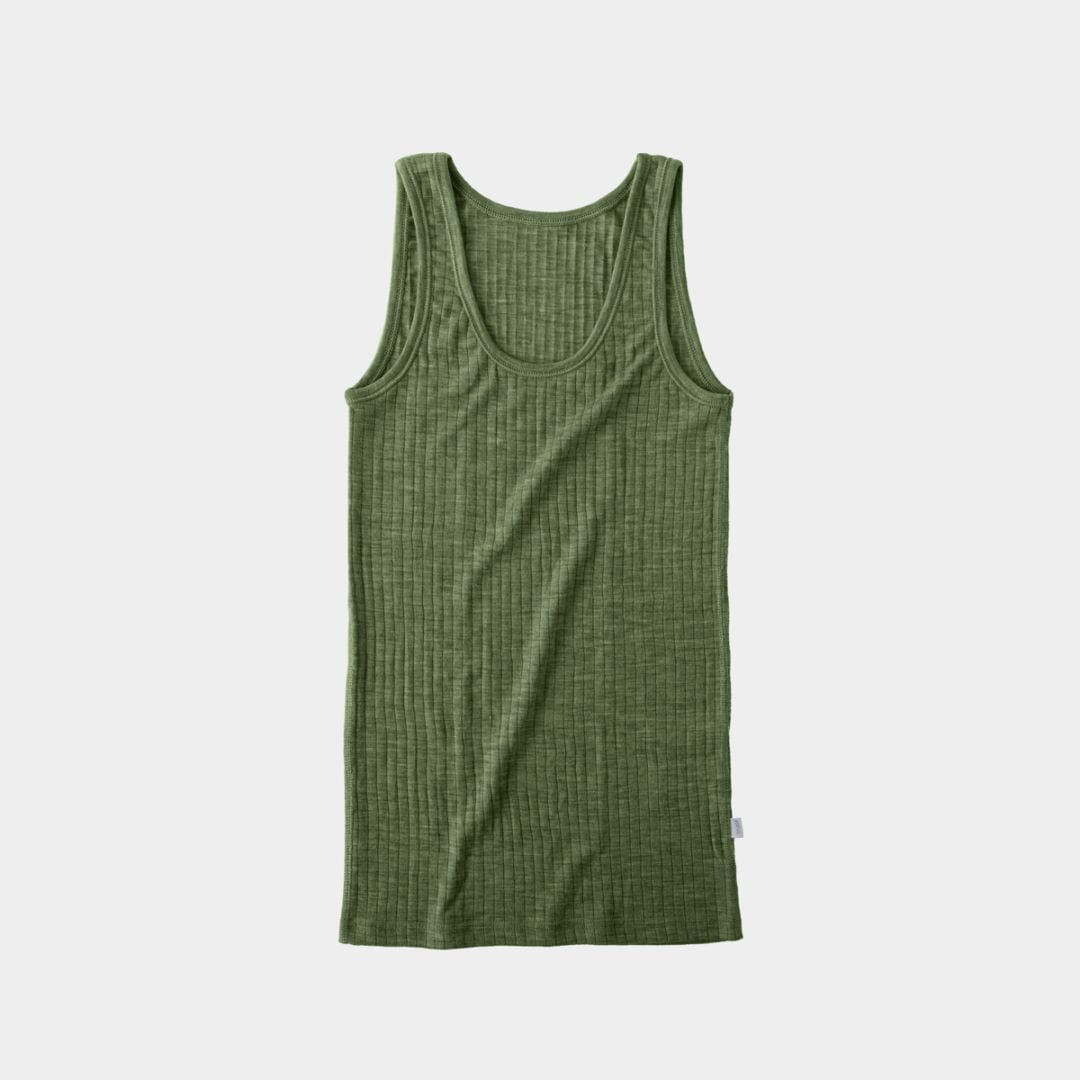 NEEDLE DROP WOOL _ タンクトップ モス