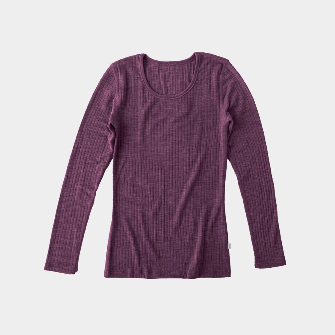 NEEDLE DROP WOOL _ ロングスリーブインナー パープル