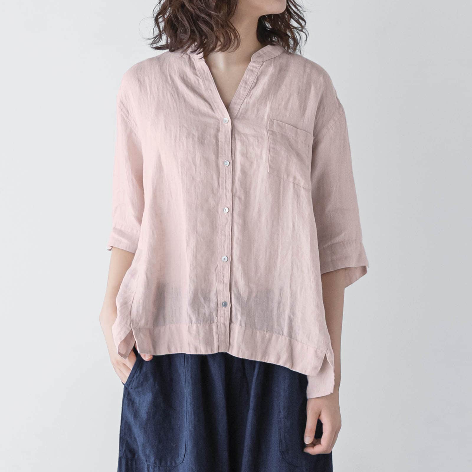E45-10　前開きブラウス _ ペールピンク
