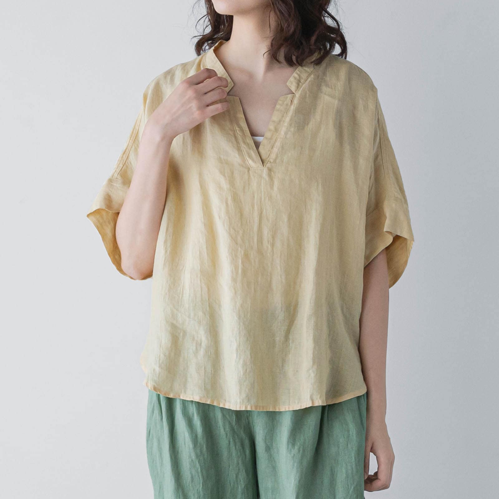 E63-5　ドルマンスリーブブラウス _ ライムライト