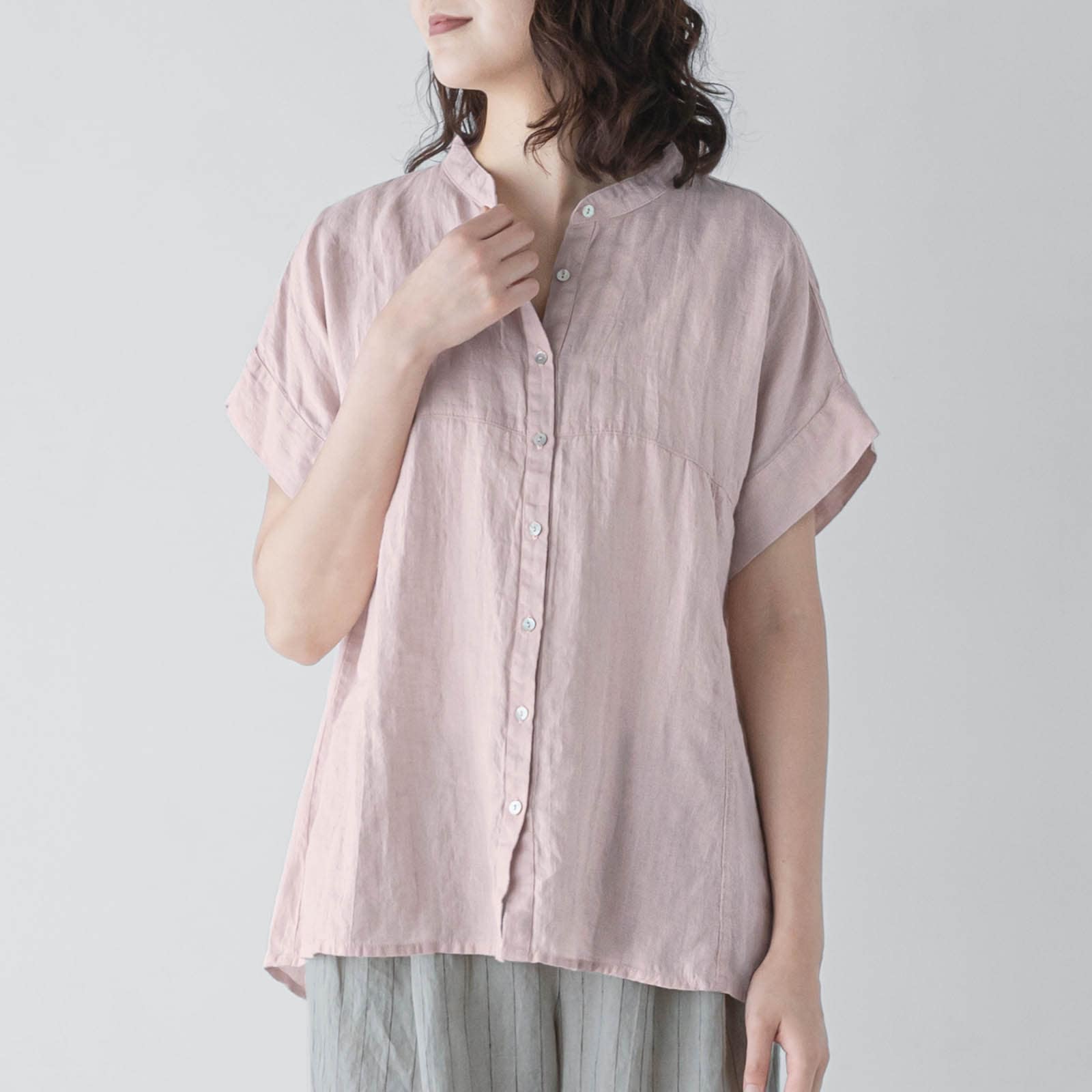 E73-17　切り替えブラウス _ ペールピンク