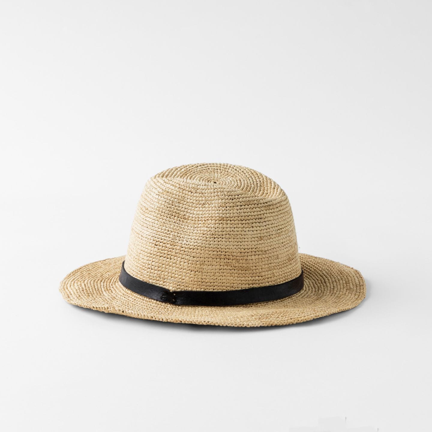 ELYA ラフィアハット　 Natural 革黒ベルト付