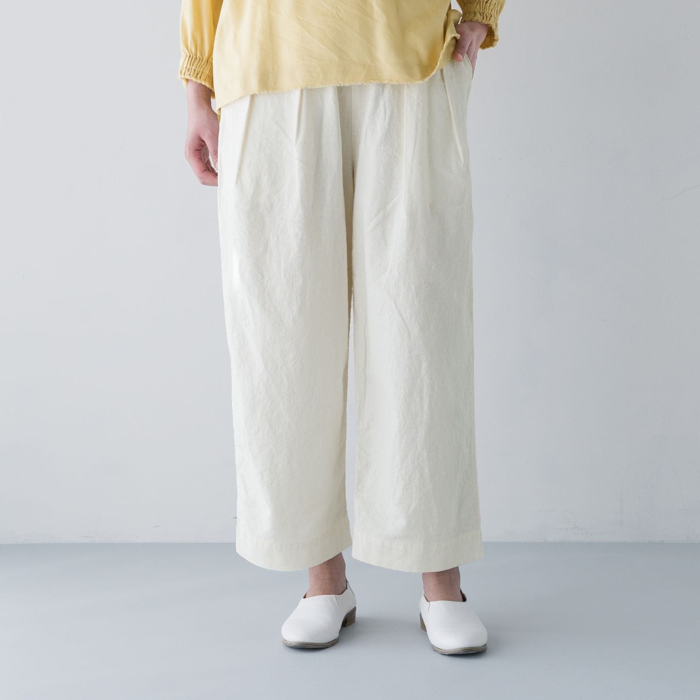 ARTE POVERA _ リネン&コットン  2タックイージーパンツ ホワイト