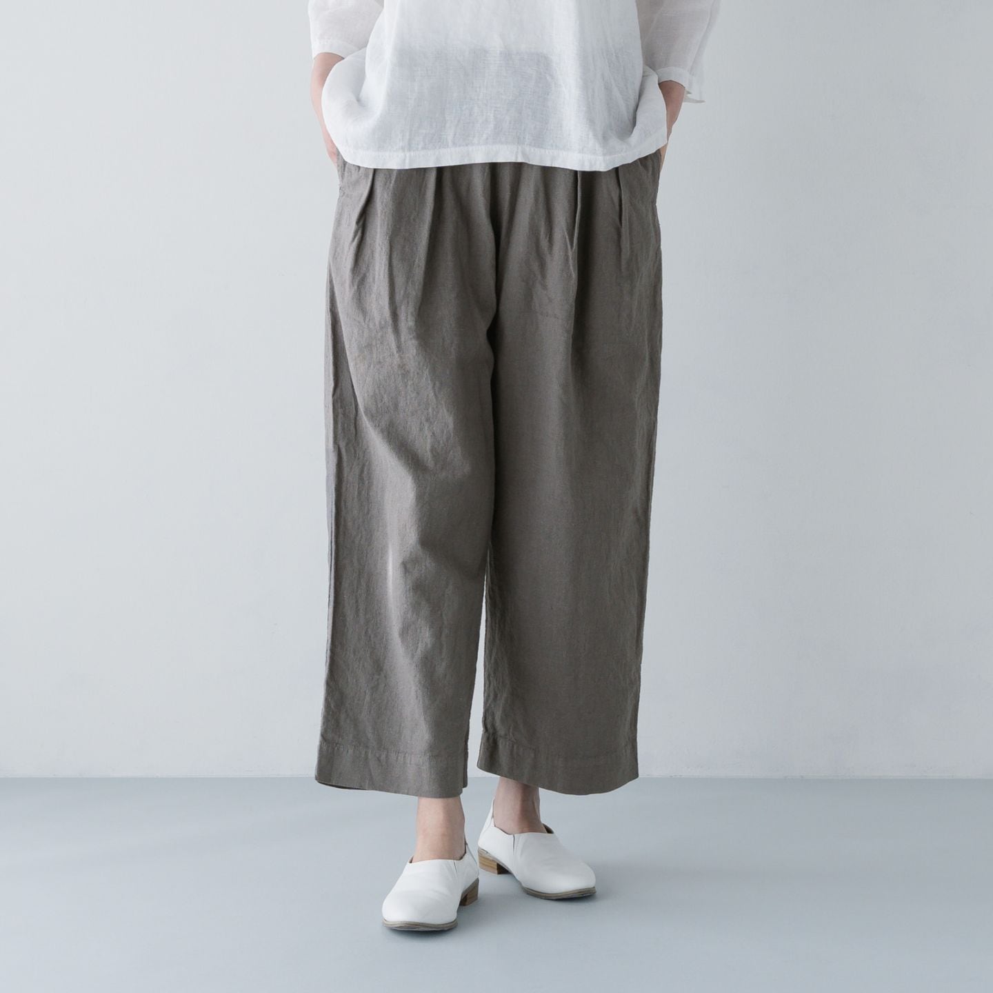 ARTE POVERA _ リネン&コットン  2タックイージーパンツ ネンドグレー