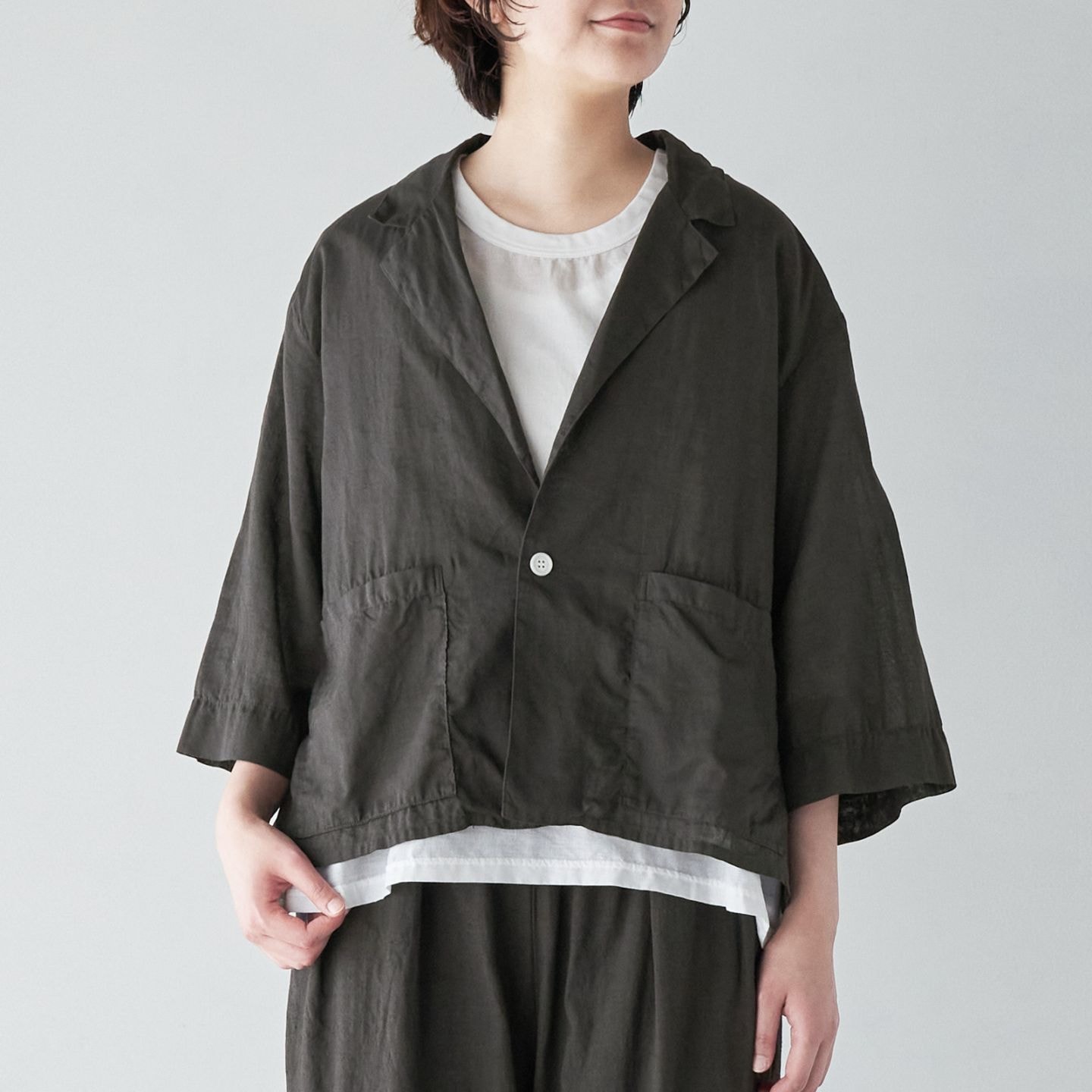 ARTE POVERA _ リネンコットン シャツジャケット _ ダークブラウン