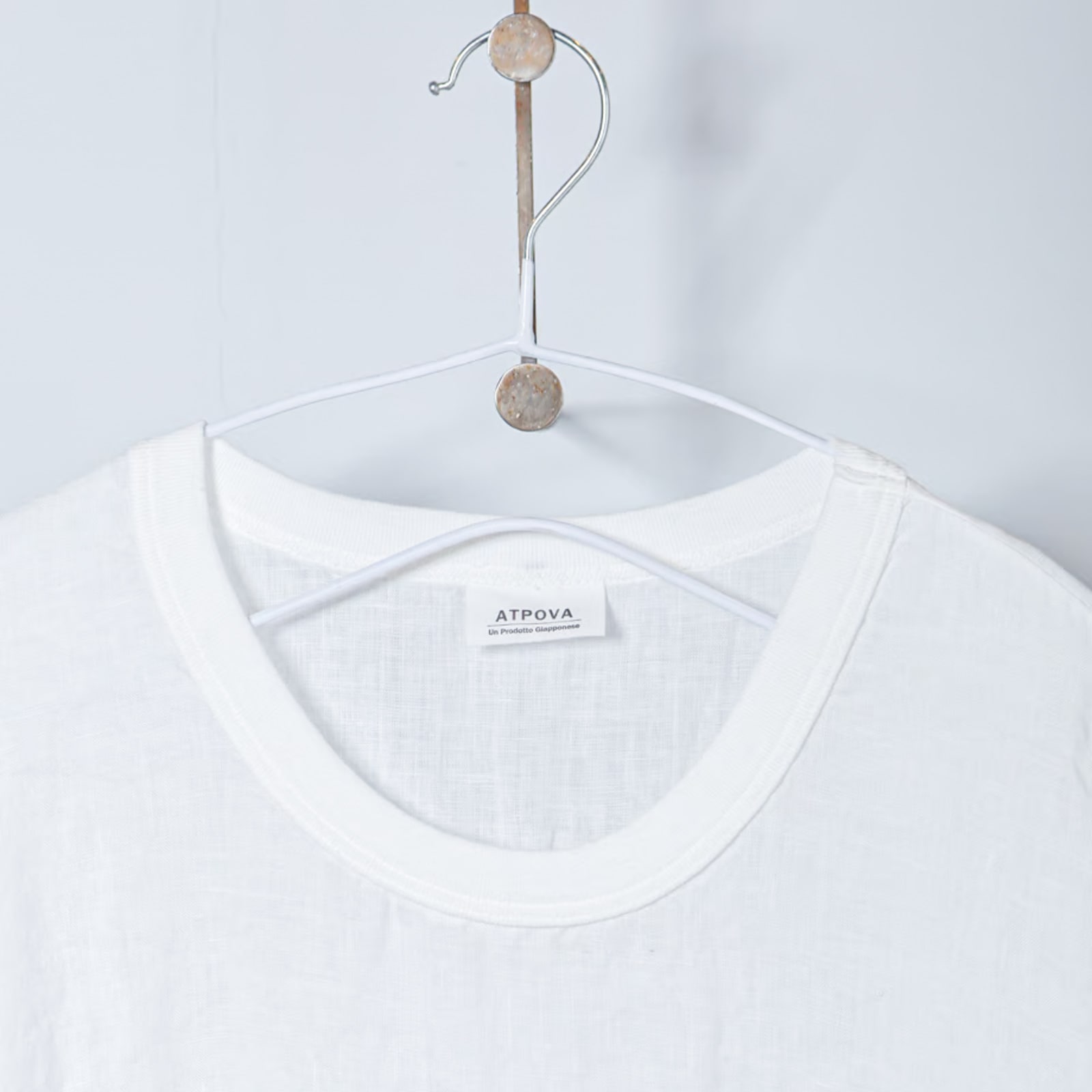 ARTE POVERA _ リネン染め8分袖クルーシャツ ホワイト