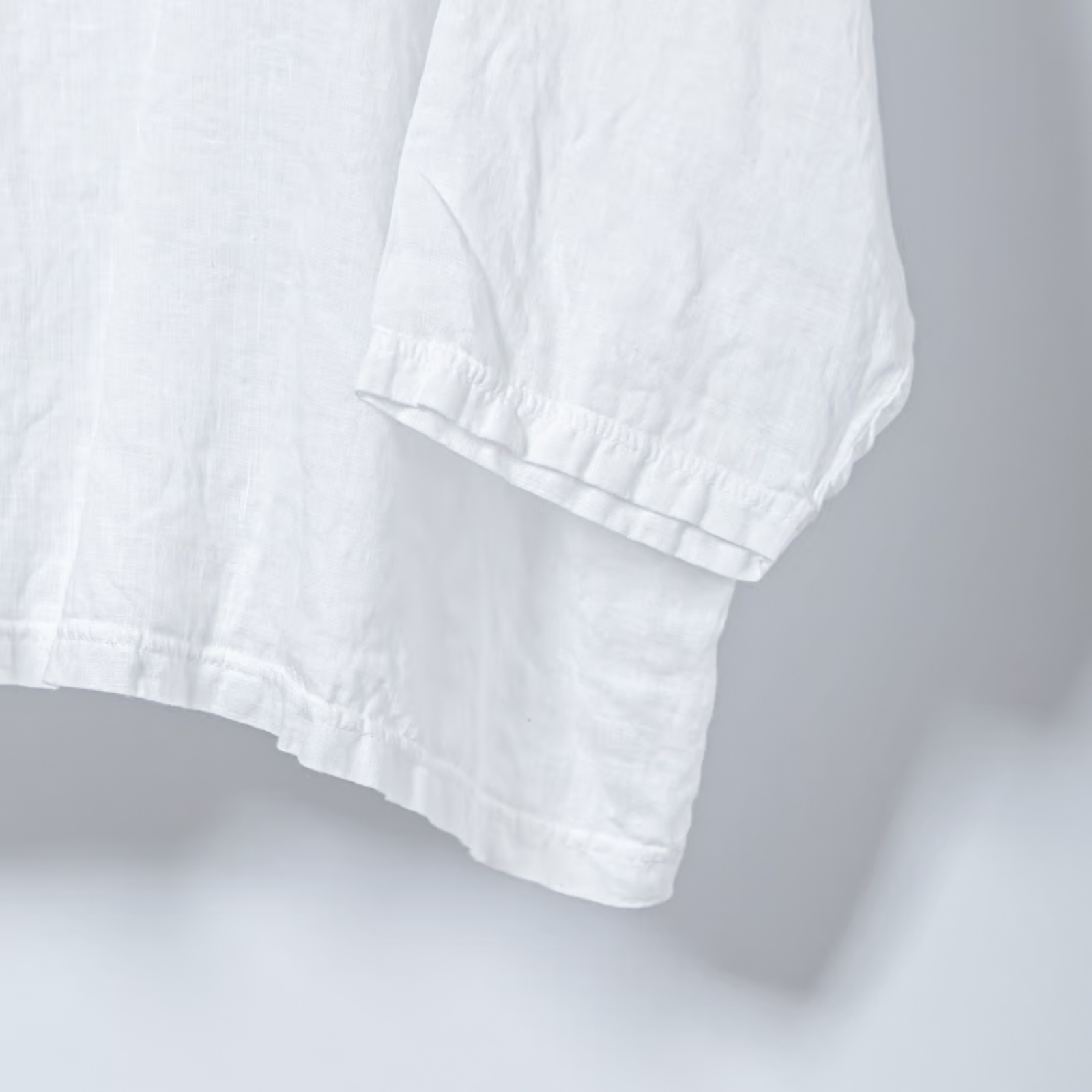 ARTE POVERA _ リネン染め8分袖クルーシャツ ホワイト