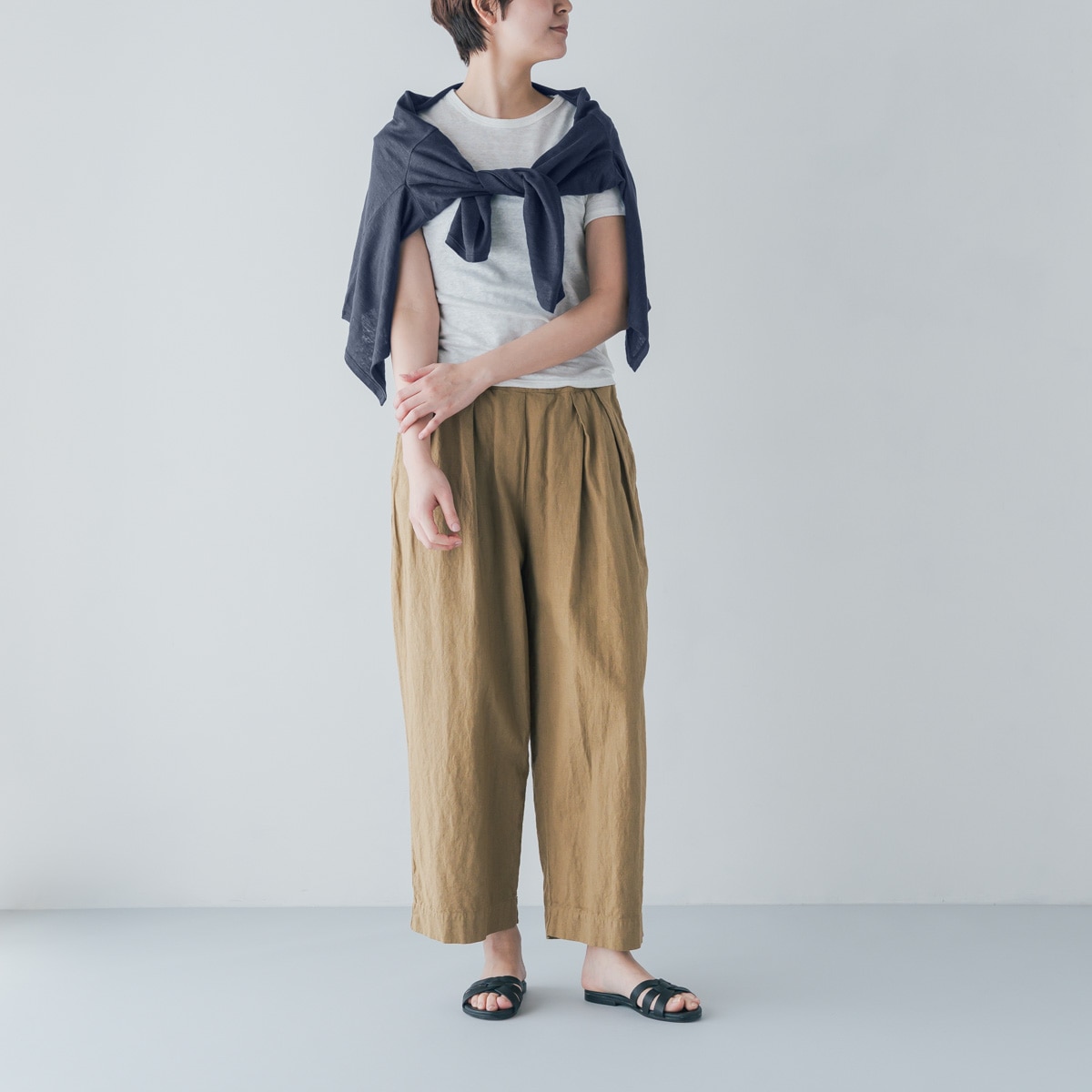 SONORO _ リネン 半袖Tシャツ オフホワイト