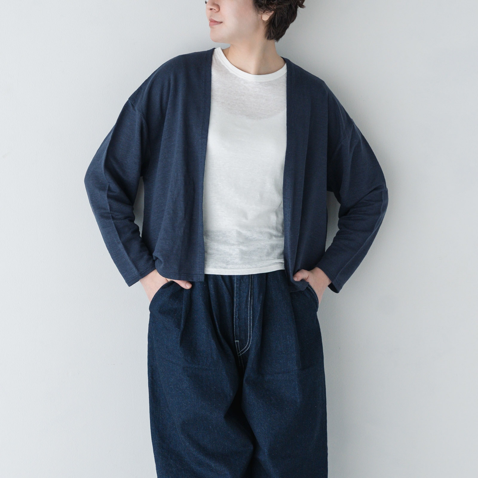 SONORO _ リネン 半袖Tシャツ オフホワイト