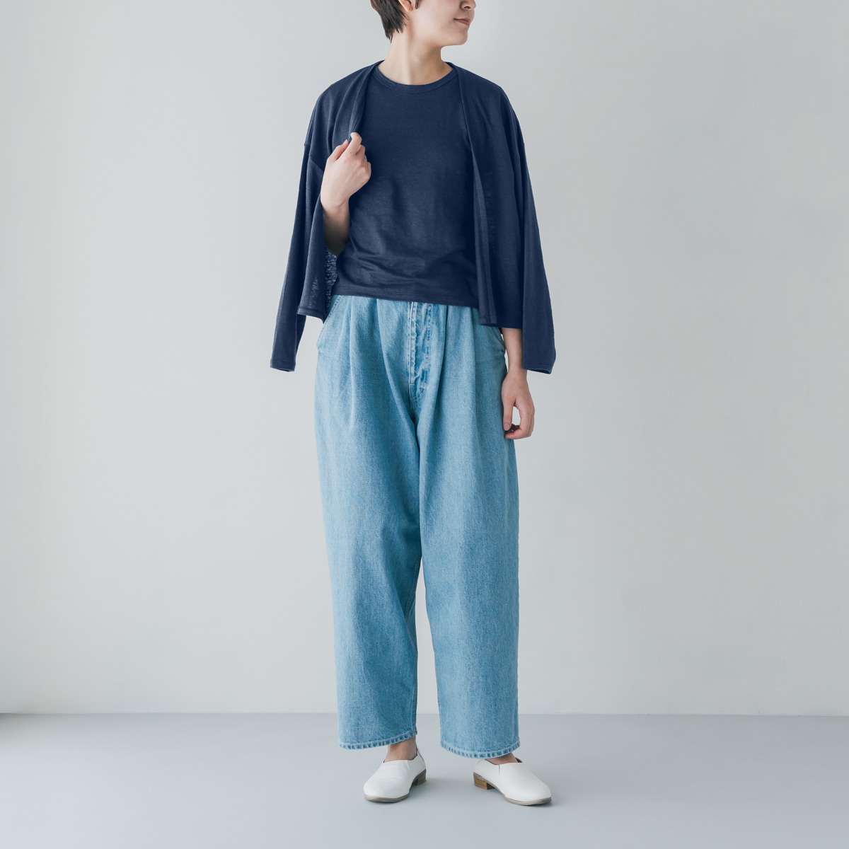 SONORO _ リネン 半袖Tシャツ オフホワイト