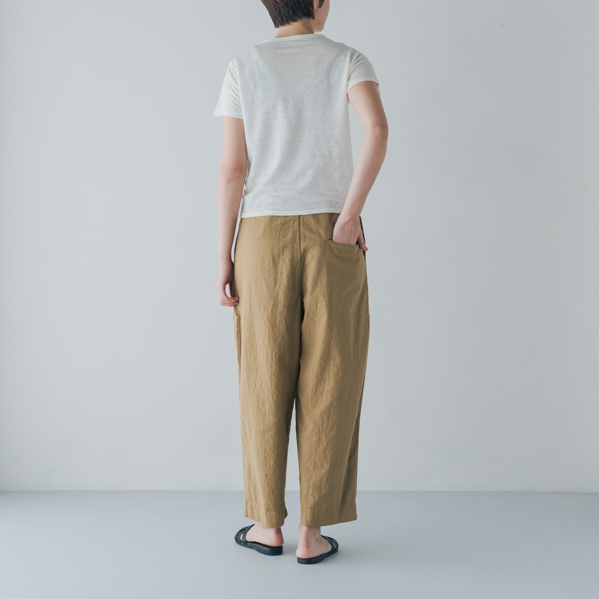 SONORO _ リネン 半袖Tシャツ ネイビー