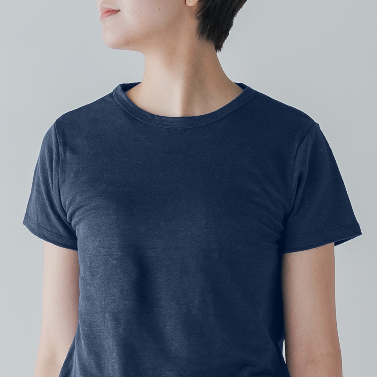 SONORO _ リネン 半袖Tシャツ ネイビー