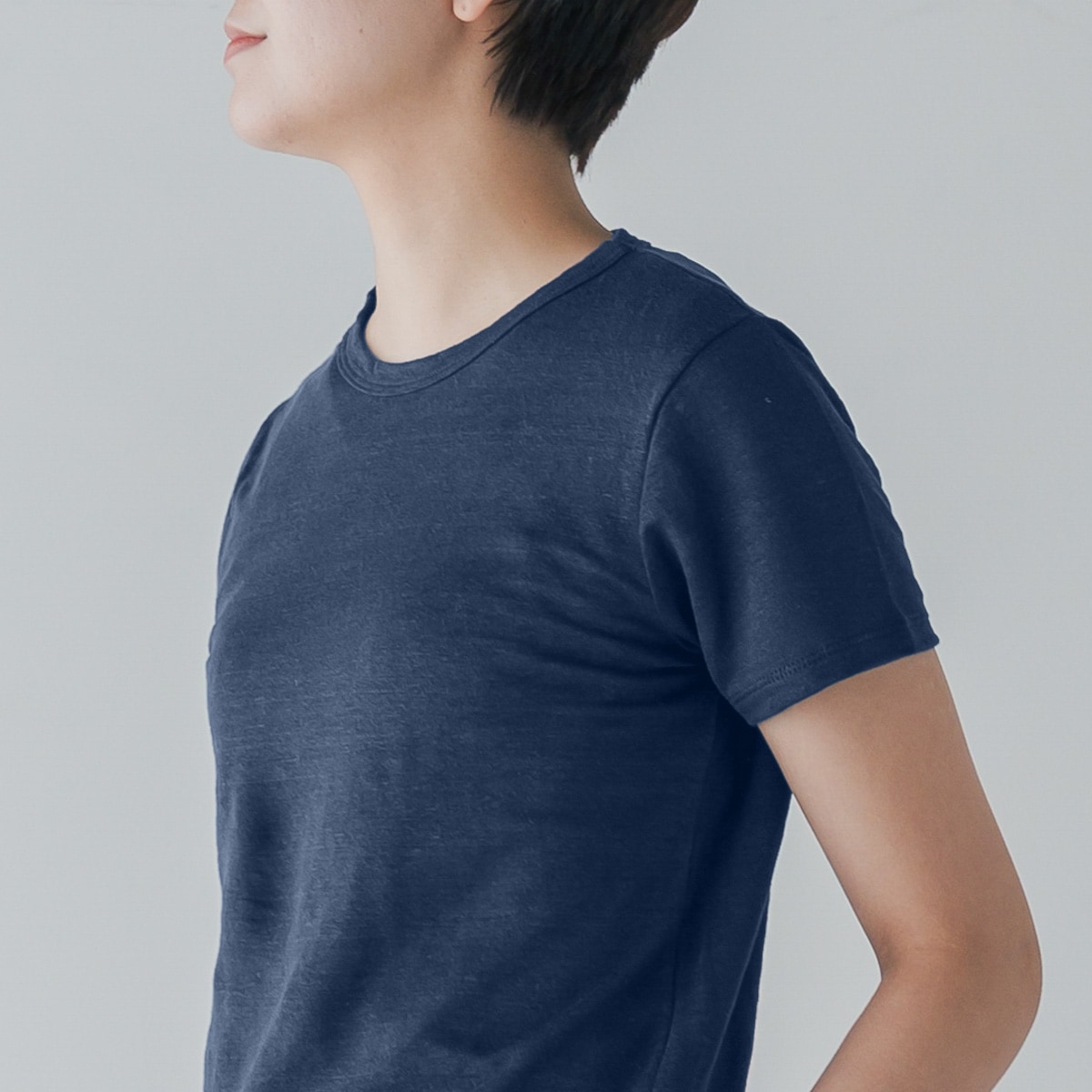 SONORO _ リネン 半袖Tシャツ ネイビー