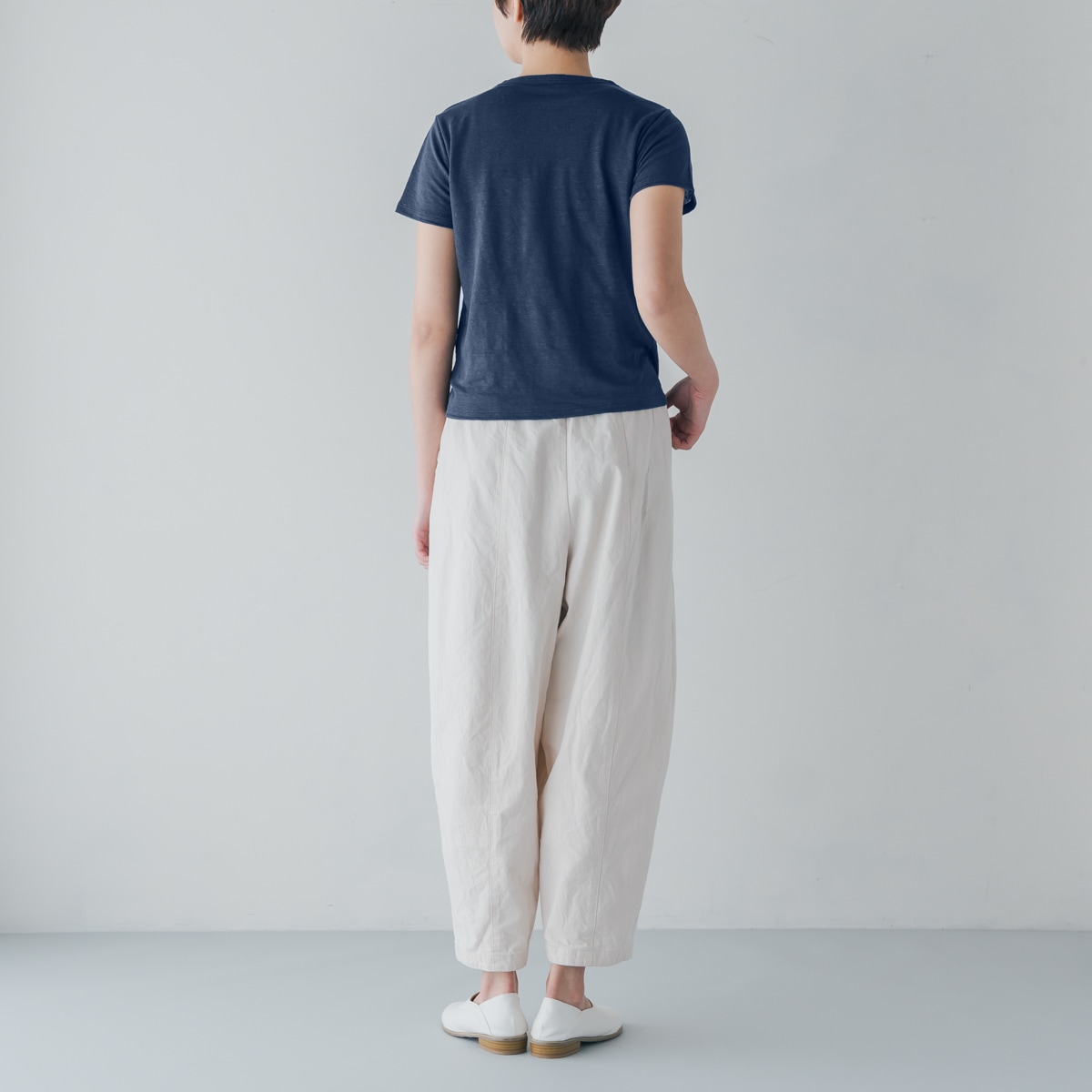 SONORO _ リネン 半袖Tシャツ ネイビー