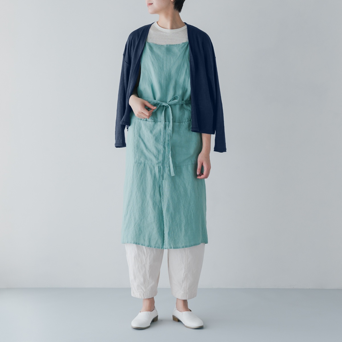 SONORO _ リネン カーディガン ネイビー