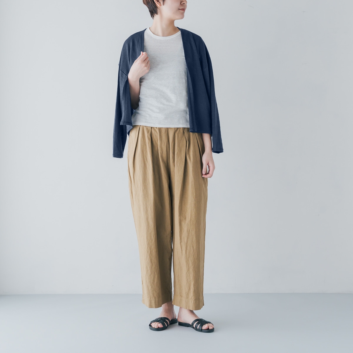 SONORO _ リネン カーディガン ネイビー