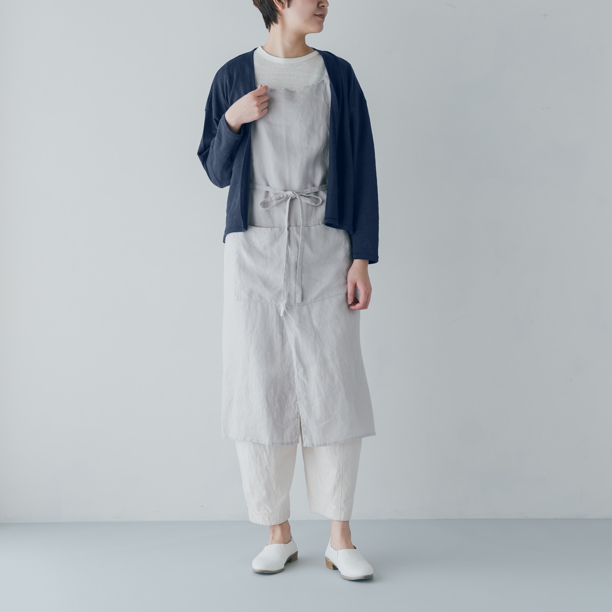 SONORO _ リネン カーディガン ネイビー