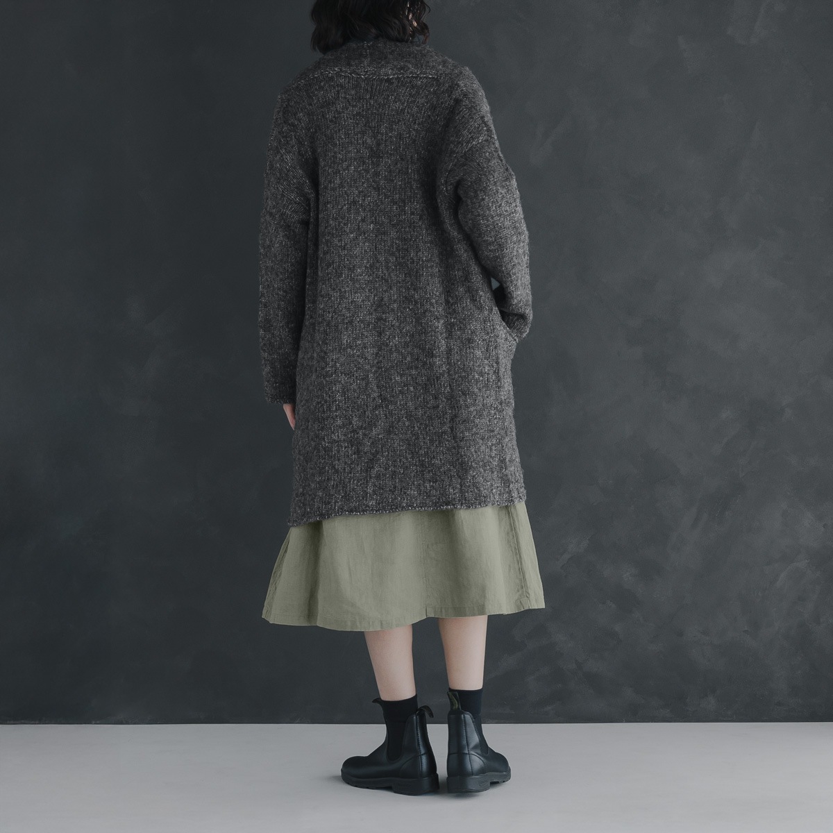 アルパカコットン カーディガン _ アンスラサイト