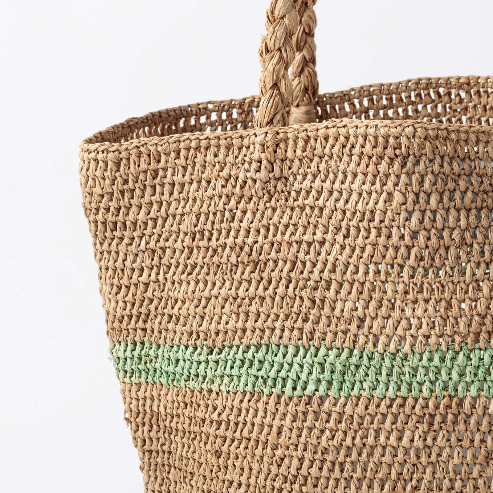 ALICE STRIPE ラフィアバッグ　Tea&Khaki
