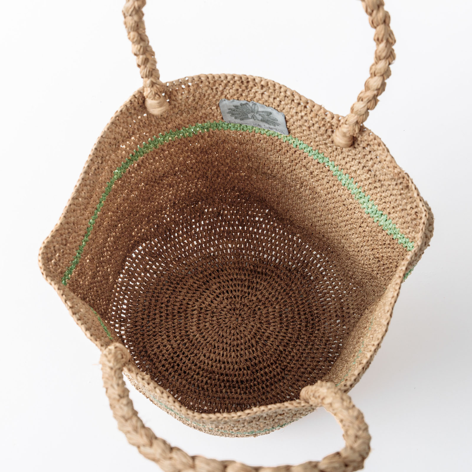 ALICE STRIPE ラフィアバッグ　Tea&Khaki