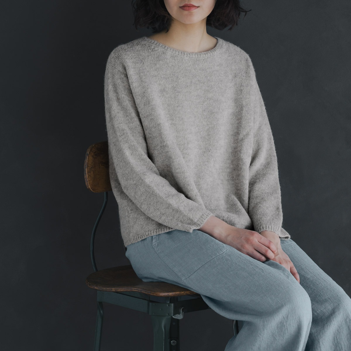 アルパカ セーター ライトグレイ