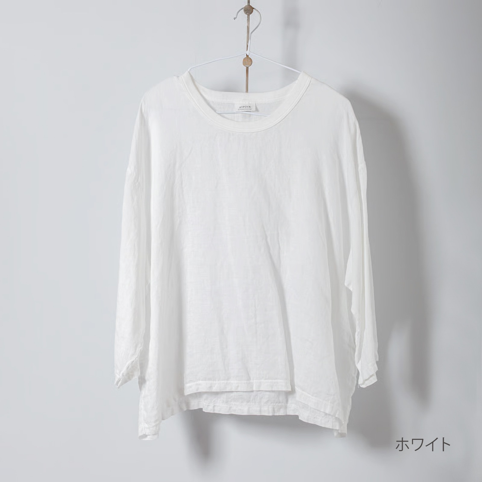 ARTE POVERA _ リネン染め8分袖クルーシャツ ブラック