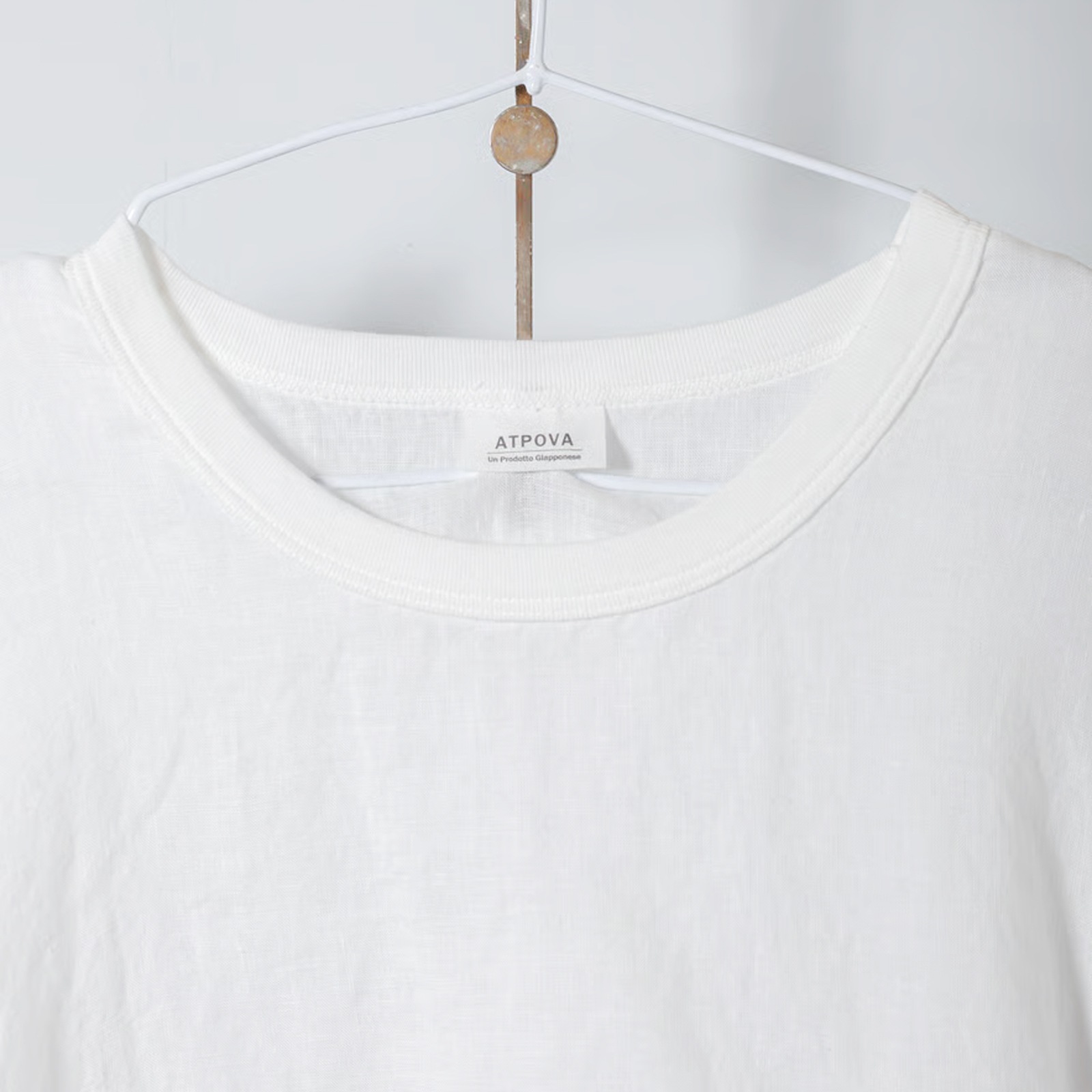 ARTE POVERA _ リネン染め8分袖クルーシャツ ネンドグレー