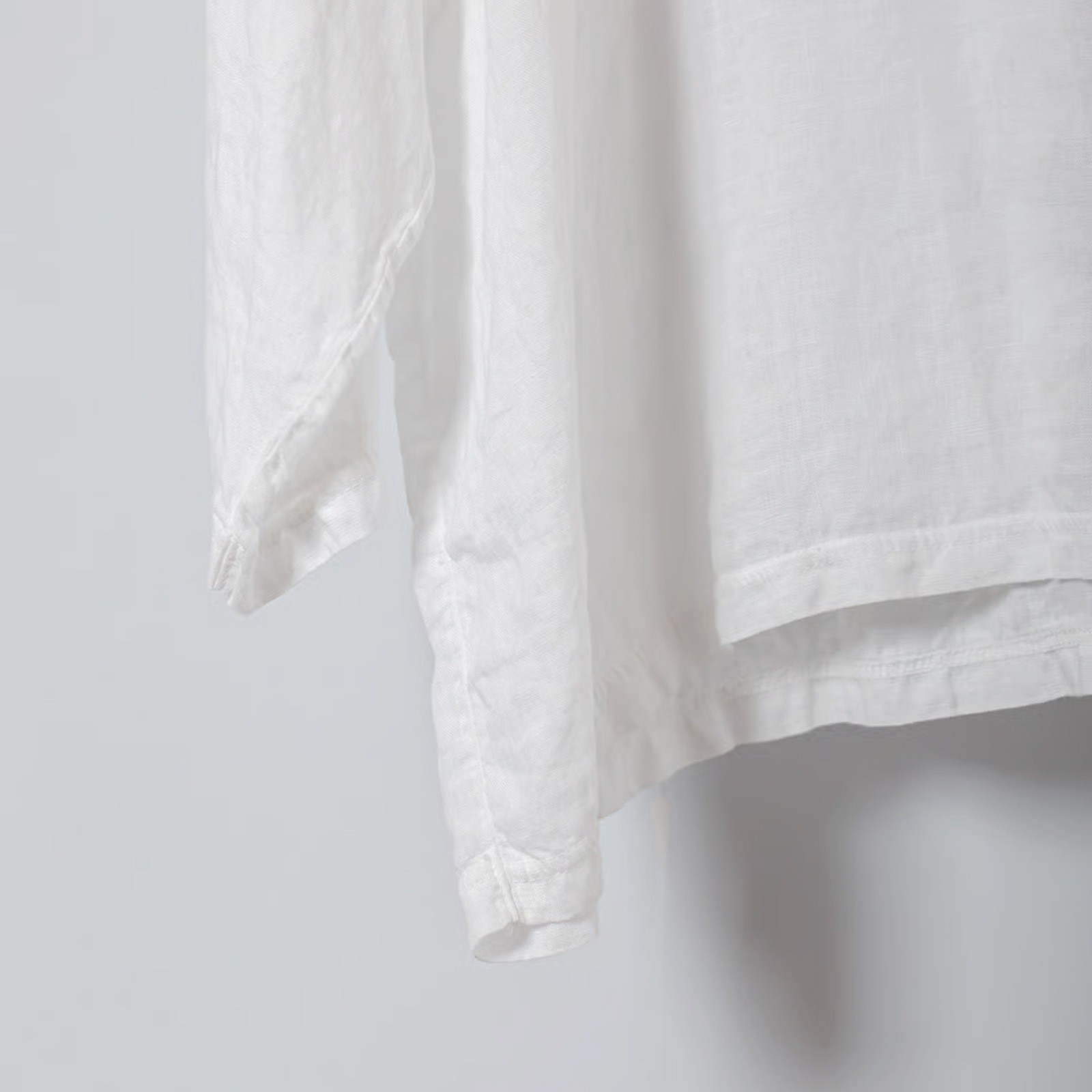 ARTE POVERA _ リネン染め8分袖クルーシャツ ネンドグレー