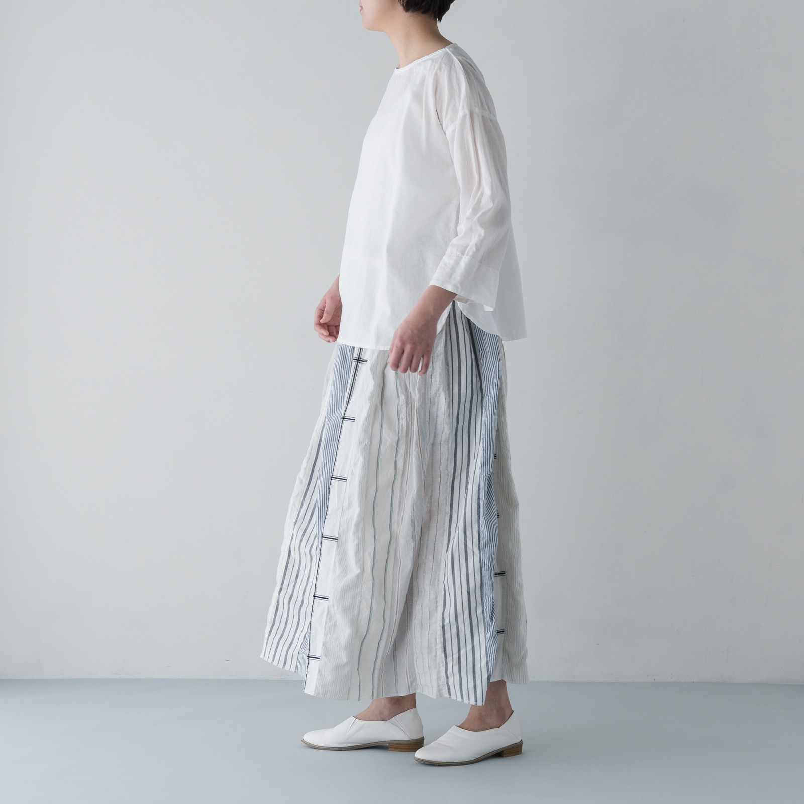 ARTE POVERA _ リネン&コットン ボートネックシャツ ホワイト