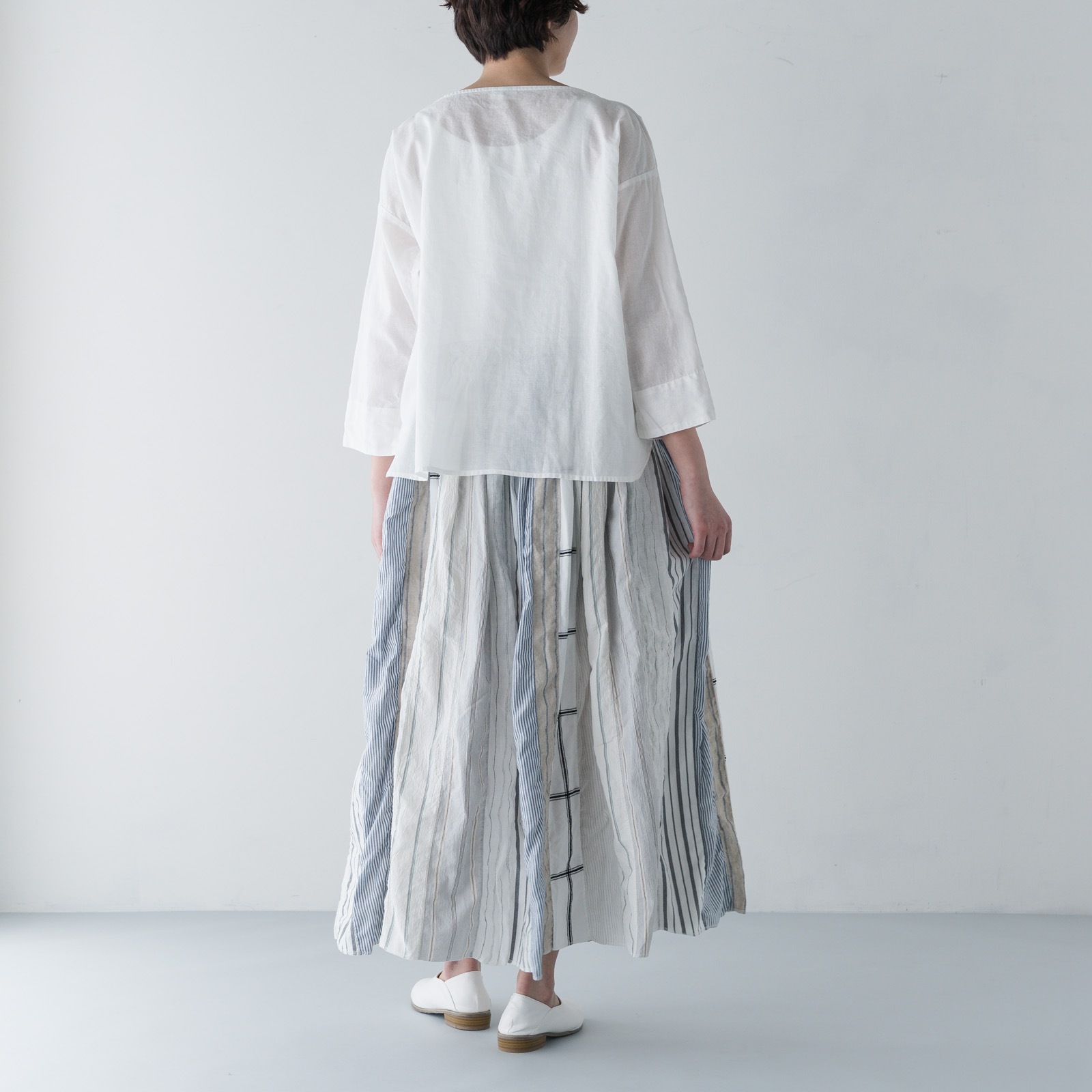 ARTE POVERA _ リネン&コットン ボートネックシャツ ホワイト